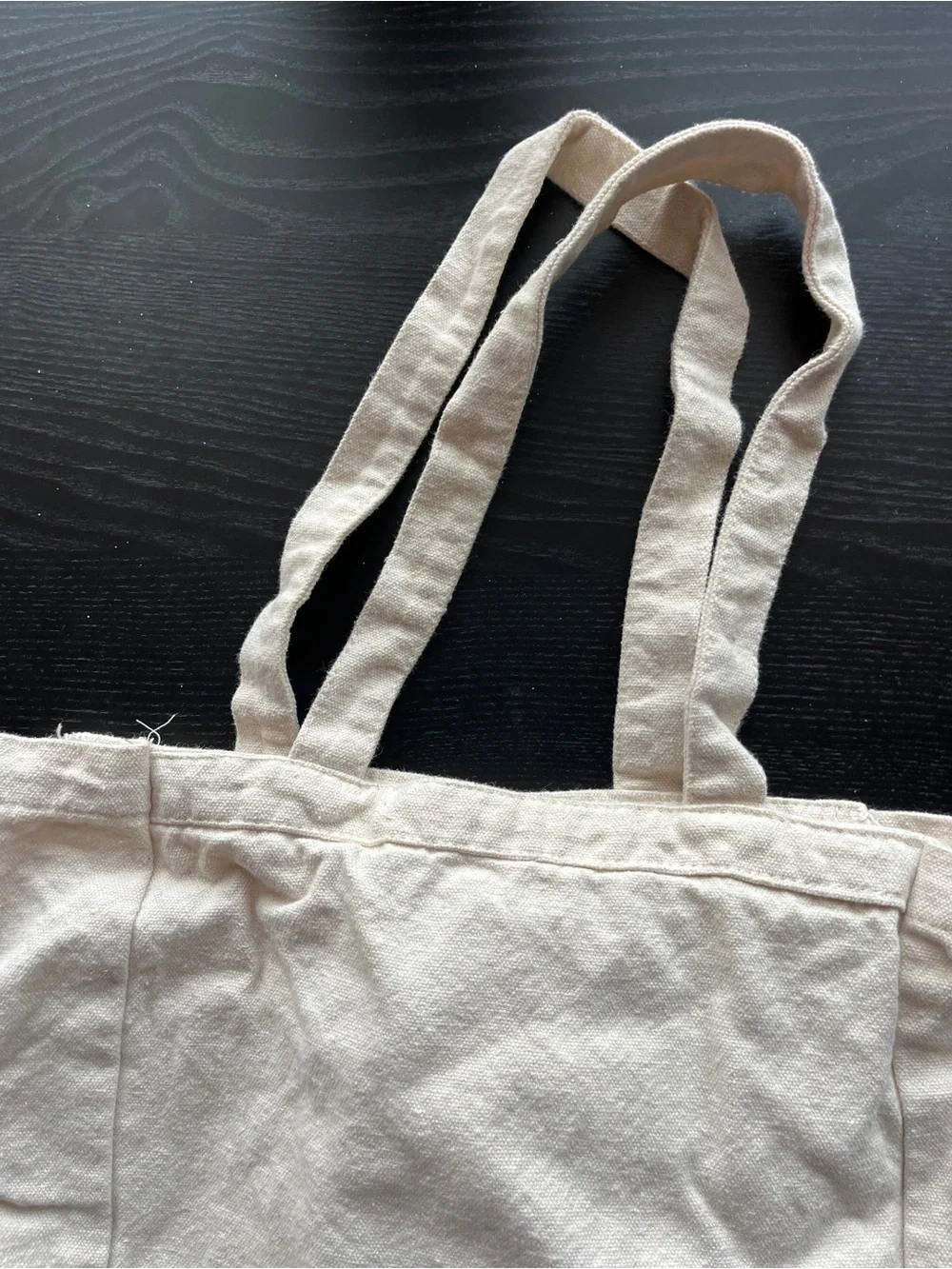 Natural Cotton Tote Bag Blue Geometric Graphic Print 12x12 Off-White Canvas